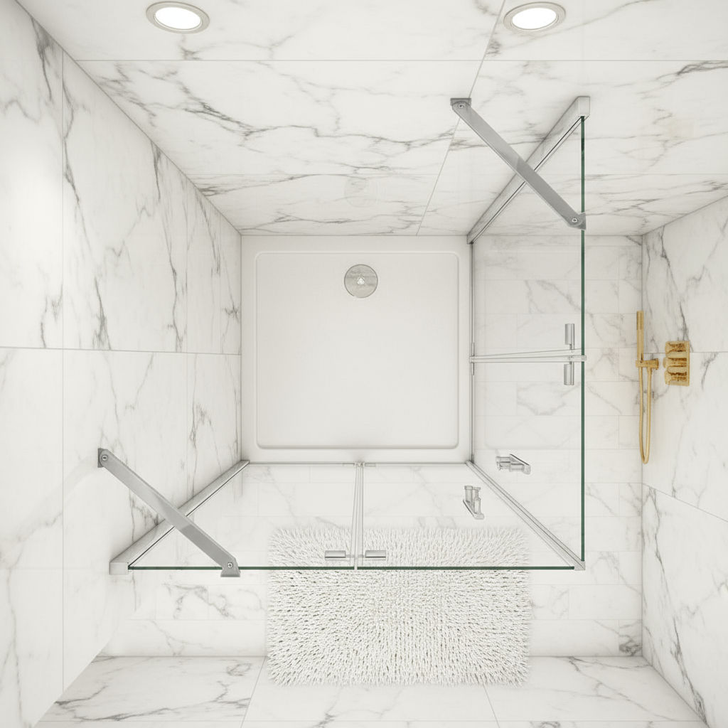 Eckeinstieg Duschkabine 70–120cm | Höhe 185–195cm | Duschabtrennung mit Falttür & NANO Glas