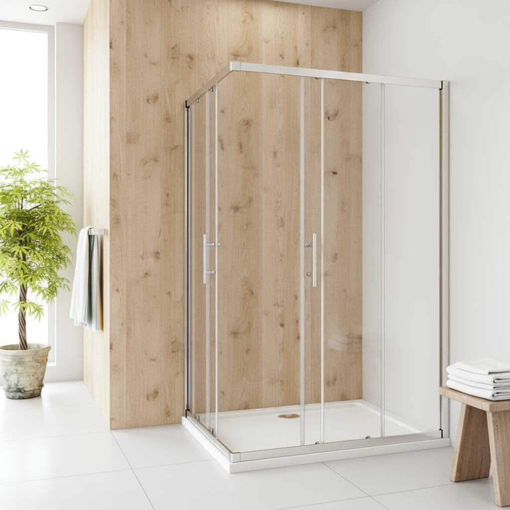 Eckeinstieg Duschkabine 70–120cm | Höhe 185cm | Schiebetür mit 6mm ESG Sicherheitsglas