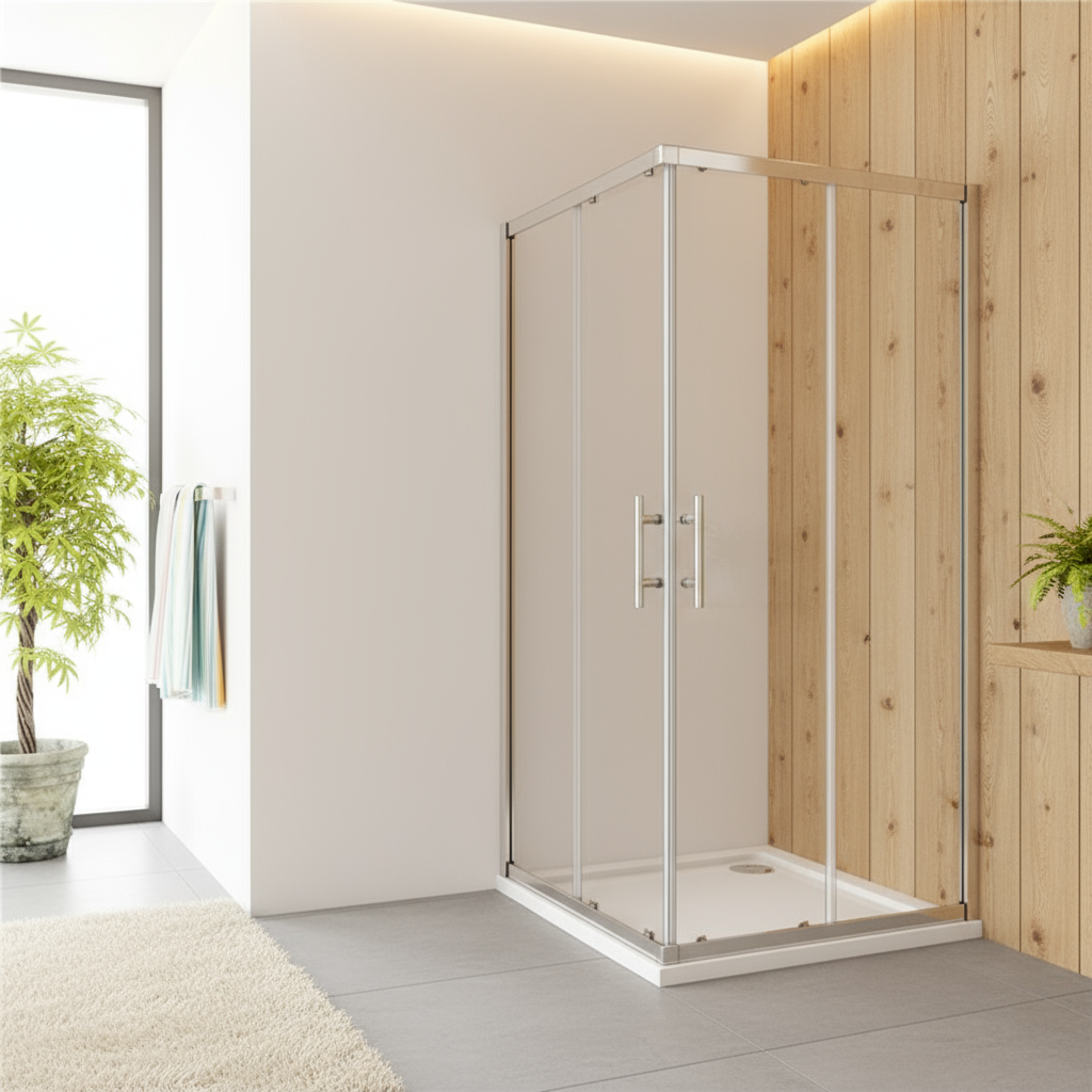 Eckeinstieg Duschkabine 70–120cm | Höhe 185cm | Schiebetür mit 6mm ESG Sicherheitsglas