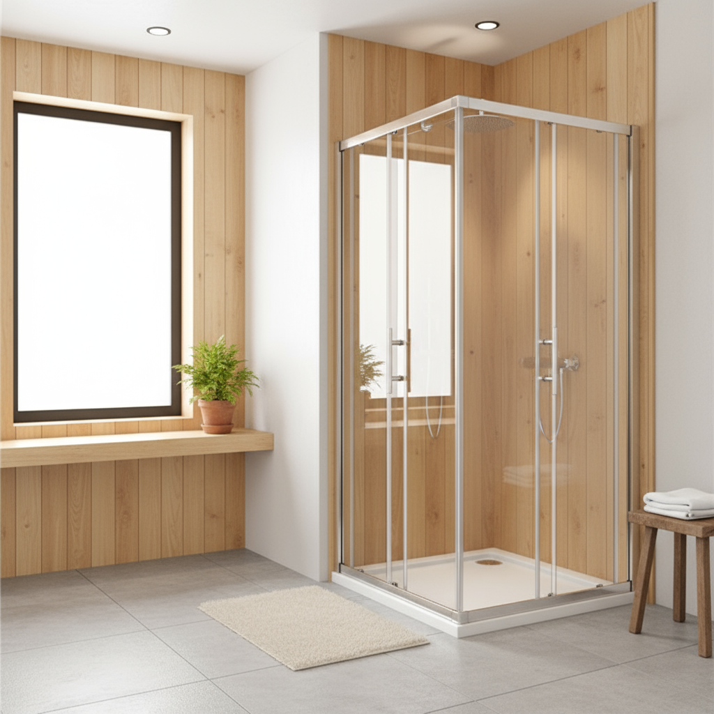 Eckeinstieg Duschkabine 70–120cm | Höhe 185cm | Schiebetür mit 6mm ESG Sicherheitsglas