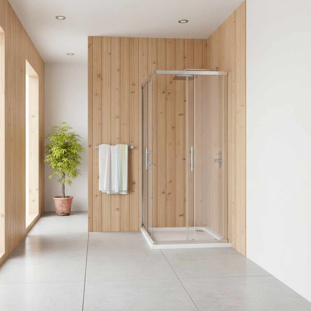 Eckeinstieg Duschkabine 70–120cm | Höhe 185cm | Schiebetür mit 6mm ESG Sicherheitsglas