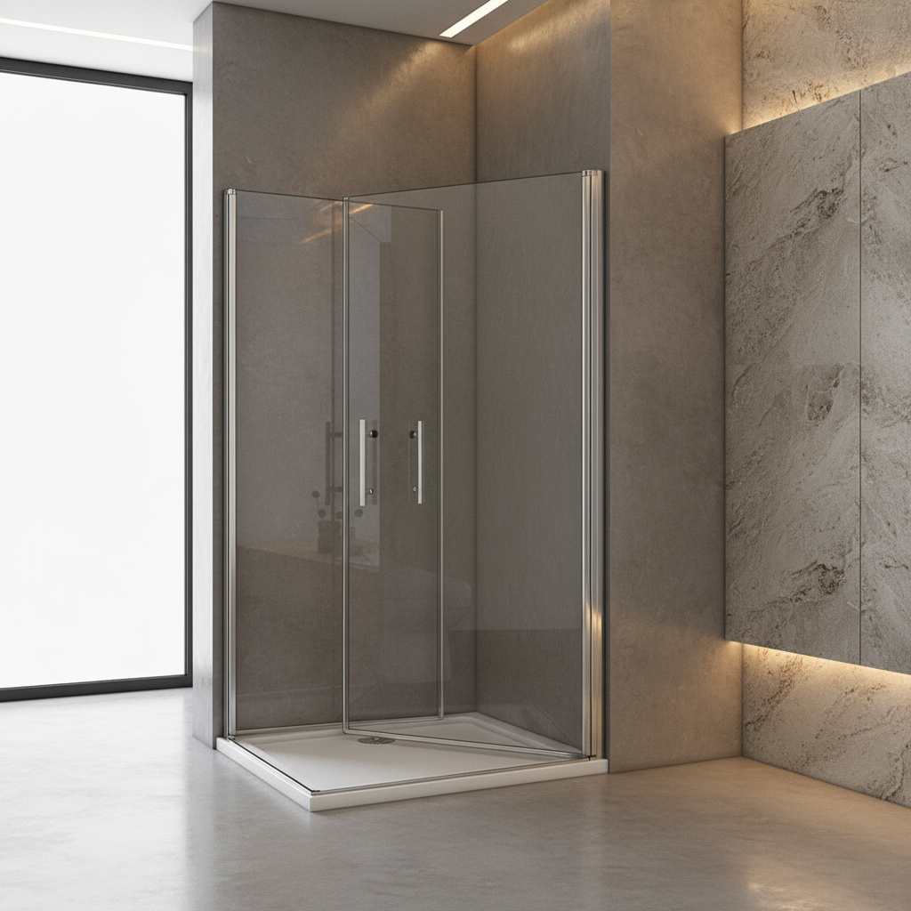 Eckeinstieg Duschkabine 70–100cm | Höhe 185cm | Schwingtür/Drehtür mit ESG Glas