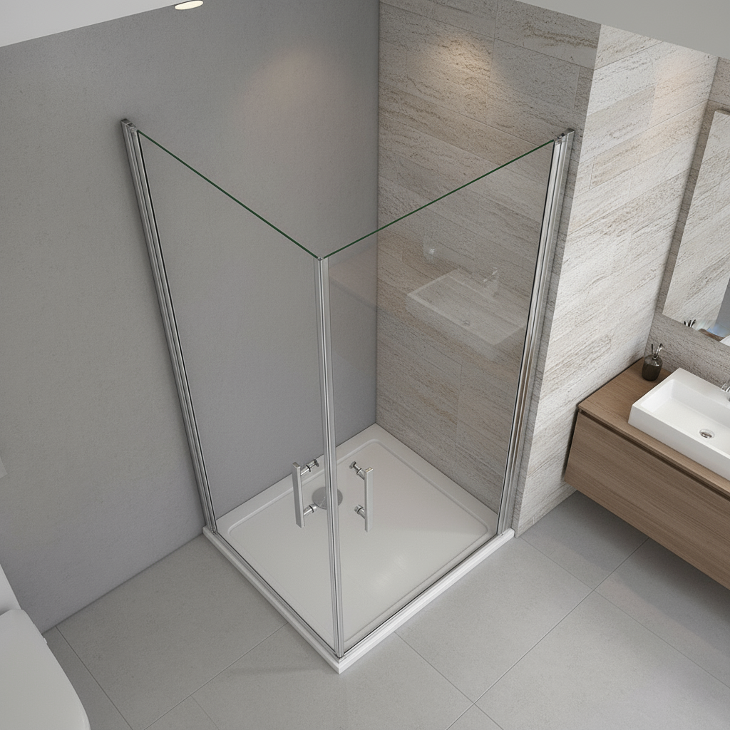 Eckeinstieg Duschkabine 70–100cm | Höhe 185cm | Schwingtür/Drehtür mit ESG Glas