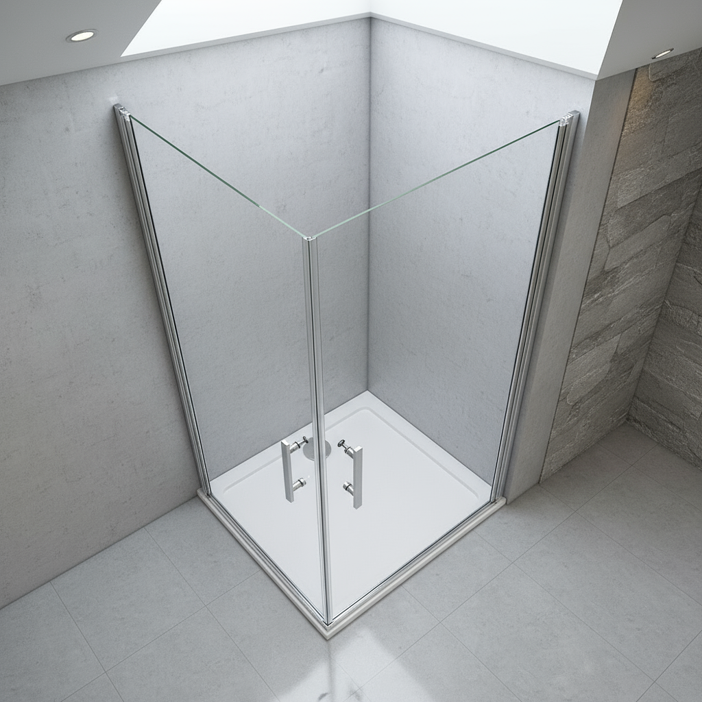 Eckeinstieg Duschkabine 70–100cm | Höhe 185cm | Schwingtür/Drehtür mit ESG Glas