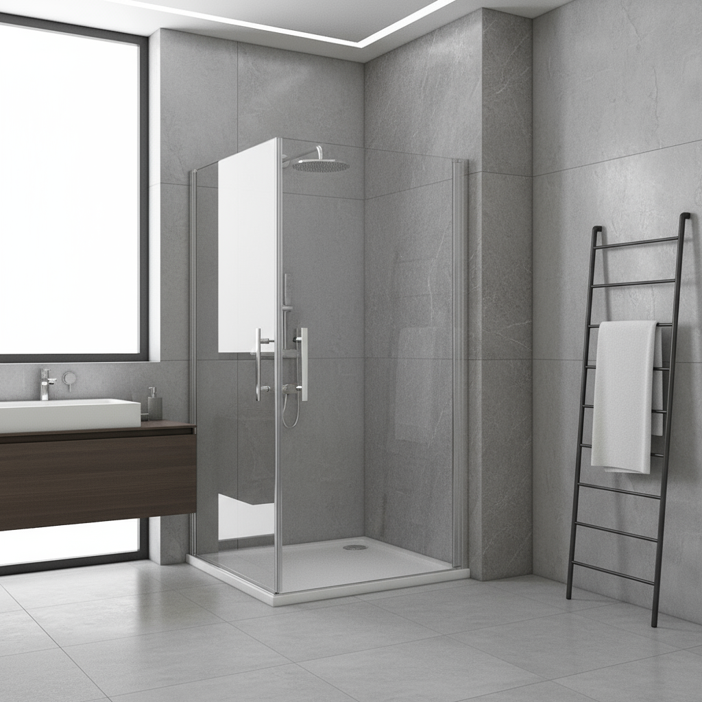 Eckeinstieg Duschkabine 70–100cm | Höhe 185cm | Schwingtür/Drehtür mit ESG Glas