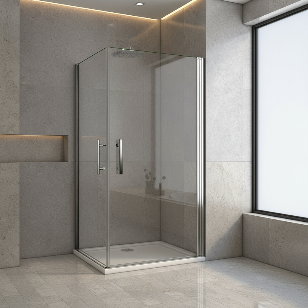 Eckeinstieg Duschkabine 70–100cm | Höhe 185cm | Schwingtür/Drehtür mit ESG Glas