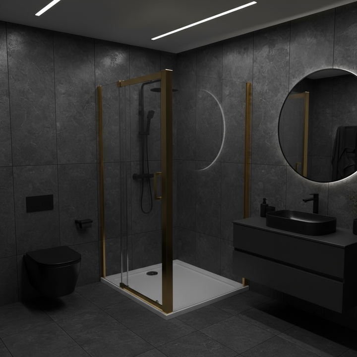 U-Form Duschkabine 100–140 cm, Höhe 190 cm | Schiebetür mit Rahmen, 8mm ESG Echtglas, 2 Seitenwände