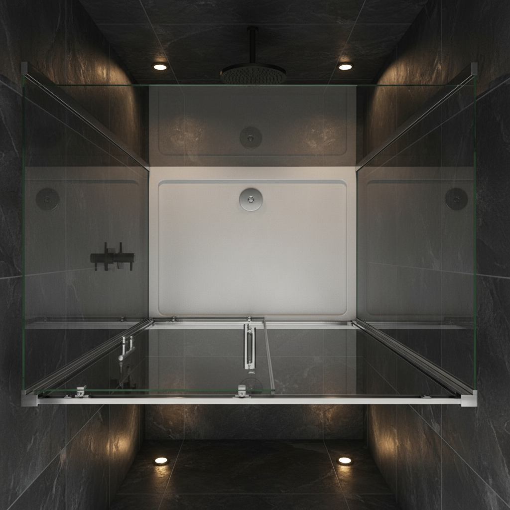 U-Form Duschkabine 100–140 cm, Höhe 190 cm | Schiebetür mit Rahmen, 8mm ESG Echtglas, 2 Seitenwände