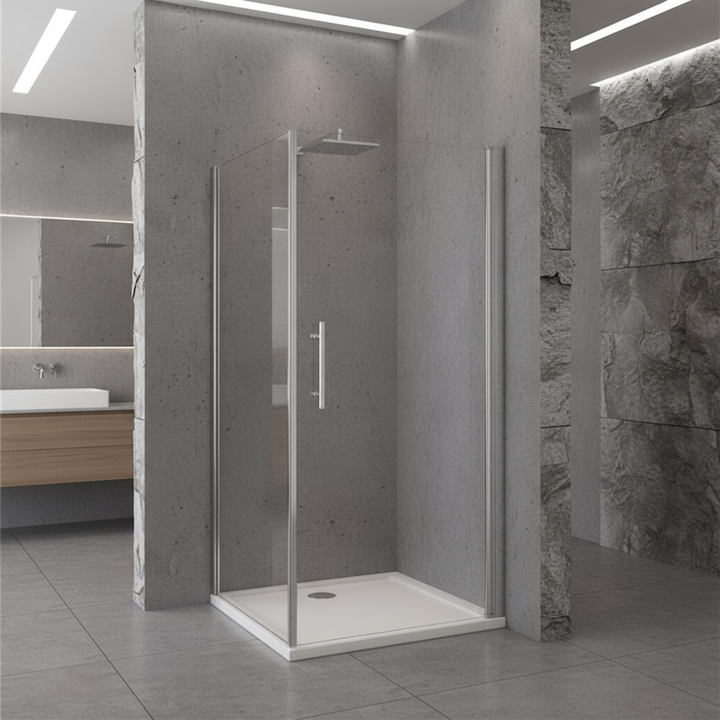 Duschtür 80–100cm | Höhe 195cm | Nischentür Duschkabine mit Seitenwand 70–90cm | 6mm NANO Glas