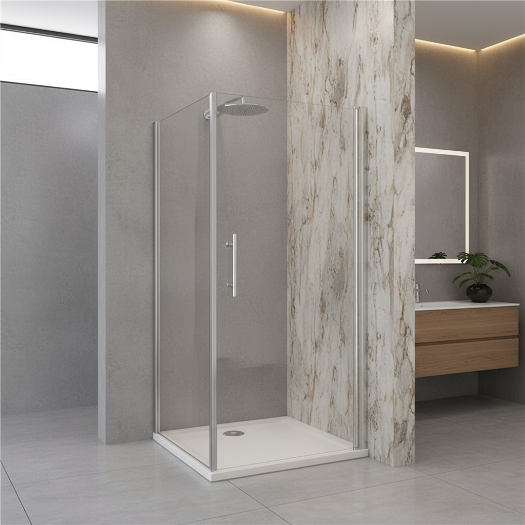 Duschtür 80–100cm | Höhe 195cm | Nischentür Duschkabine mit Seitenwand 70–90cm | 6mm NANO Glas