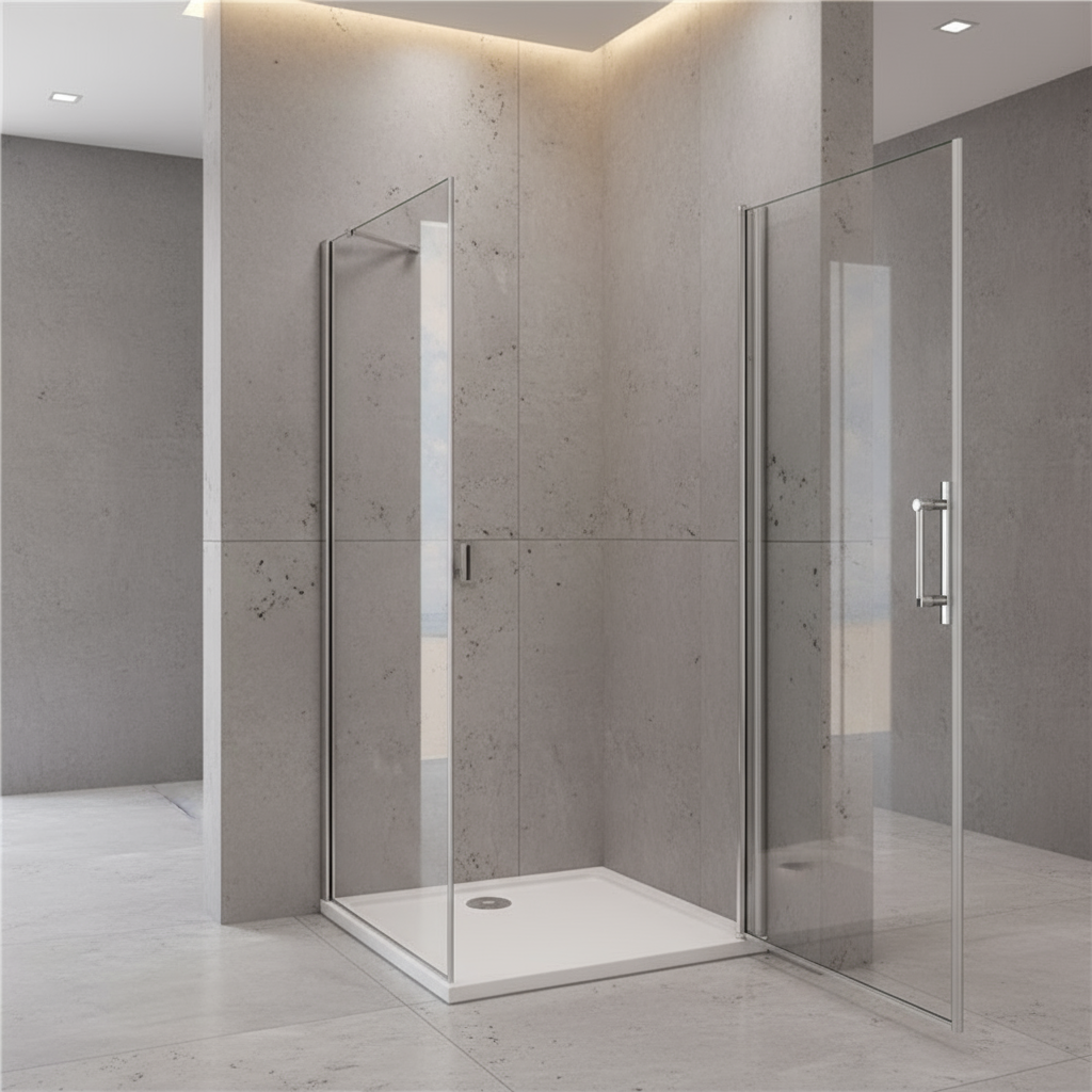 Duschtür 80–100cm | Höhe 195cm | Nischentür Duschkabine mit Seitenwand 70–90cm | 6mm NANO Glas