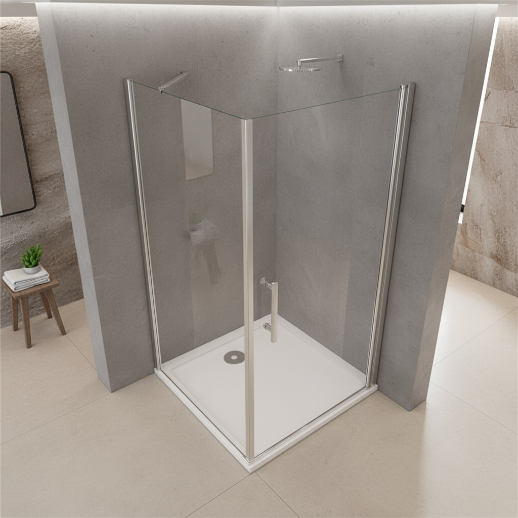 Duschtür 80–100cm | Höhe 195cm | Nischentür Duschkabine mit Seitenwand 70–90cm | 6mm NANO Glas