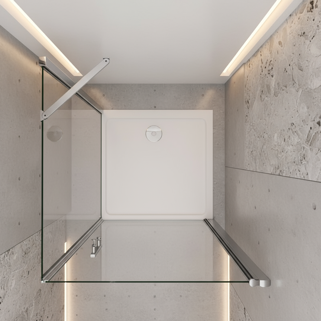 Duschtür 80–100cm | Höhe 195cm | Nischentür Duschkabine mit Seitenwand 70–90cm | 6mm NANO Glas