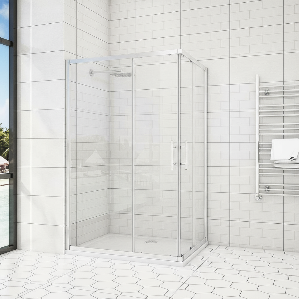 Eckdusche 70–120cm | Höhe 190/195cm | Duschkabine Schiebetür Eckeinstieg Sicherheitsglas