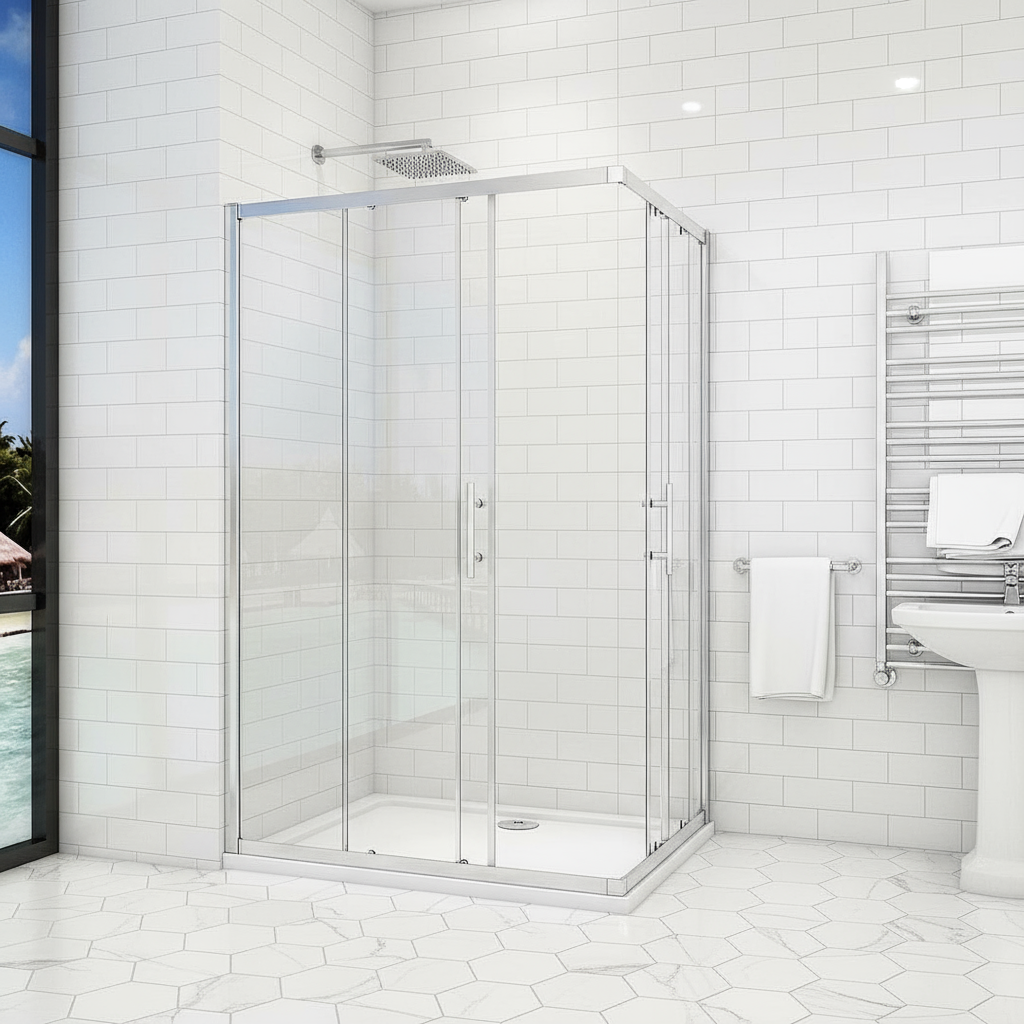 Eckdusche 70–120cm | Höhe 190/195cm | Duschkabine Schiebetür Eckeinstieg Sicherheitsglas