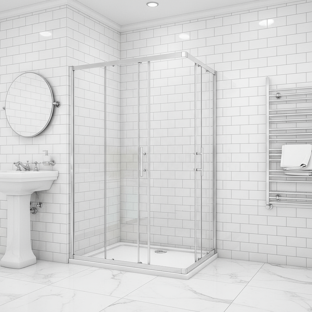 Eckdusche 70–120cm | Höhe 190/195cm | Duschkabine Schiebetür Eckeinstieg Sicherheitsglas