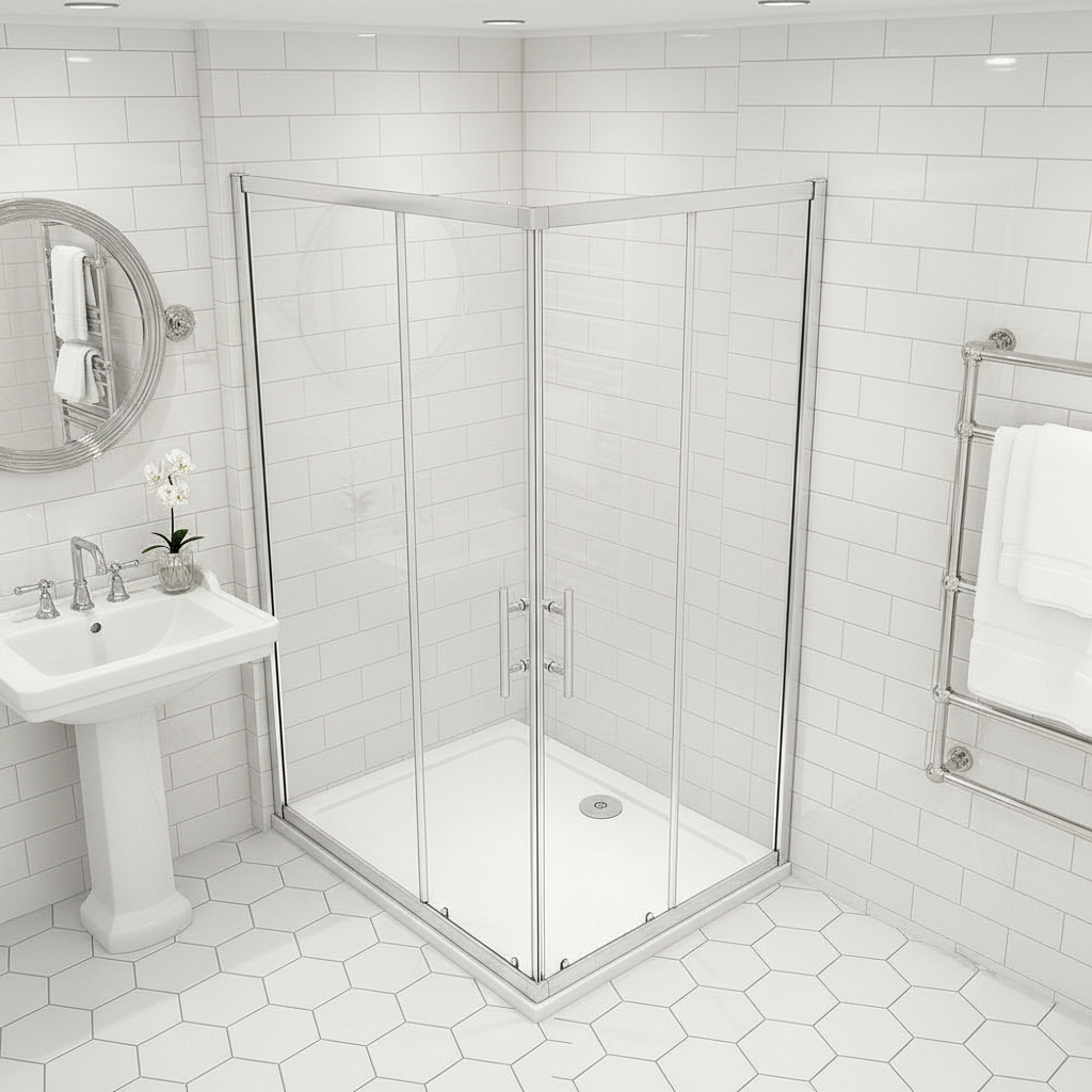 Eckdusche 70–120cm | Höhe 190/195cm | Duschkabine Schiebetür Eckeinstieg Sicherheitsglas