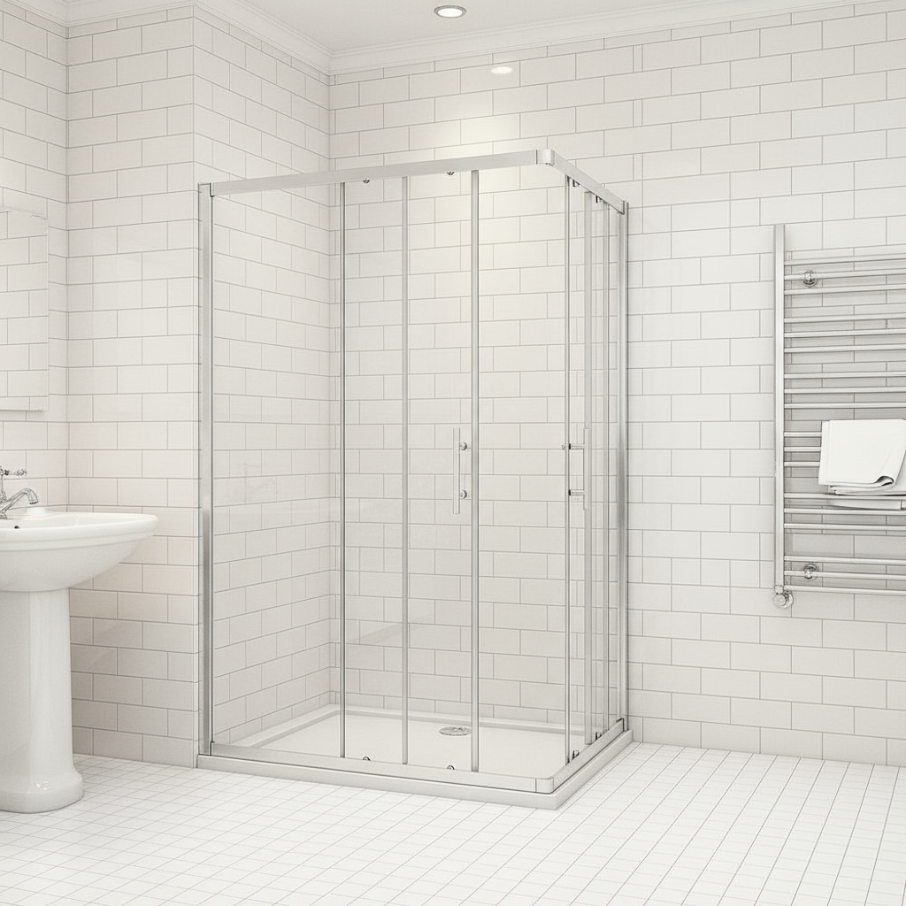 Eckdusche 70–120cm | Höhe 190/195cm | Duschkabine Schiebetür Eckeinstieg Sicherheitsglas