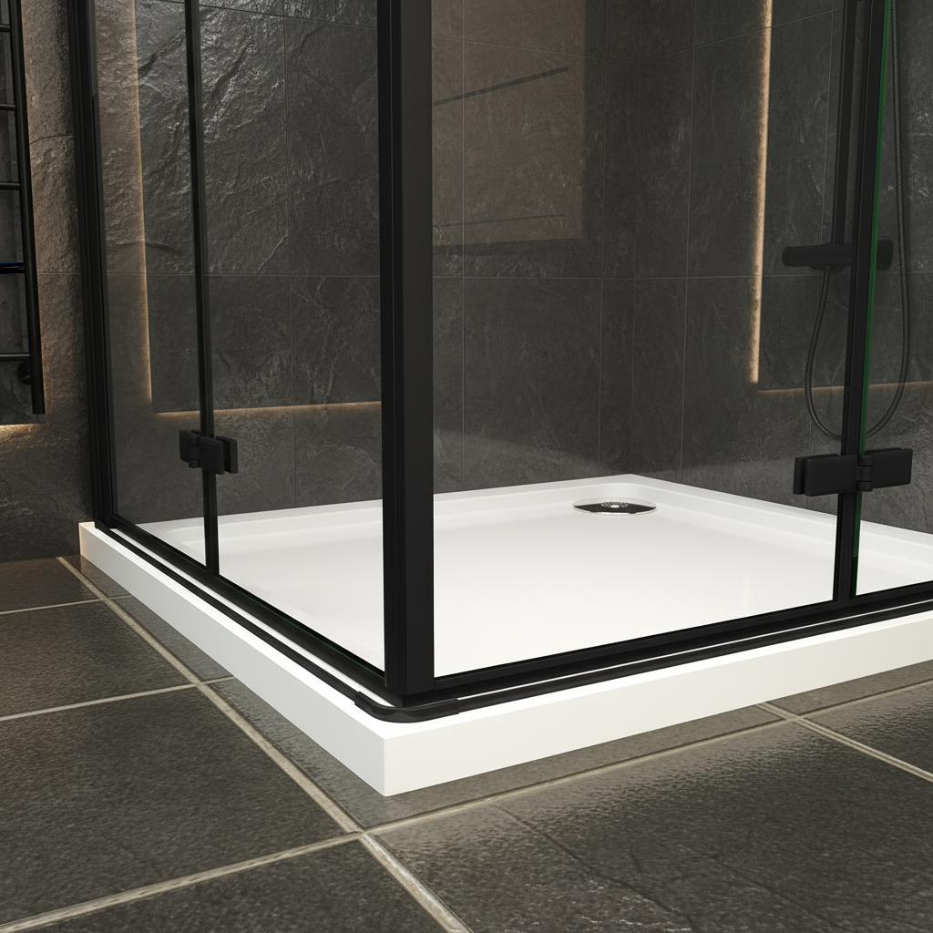 Eckige Duschkabine Falttür ESG Glas 70–120x195cm | Schwarz mit Glasschutzfolie