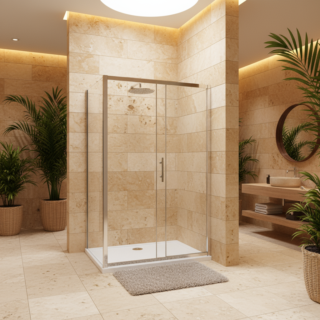 Eckige Duschkabine Schiebetür 100/120/140x190cm | 8mm NANO ESG Glas mit 80/90cm Seitenwand