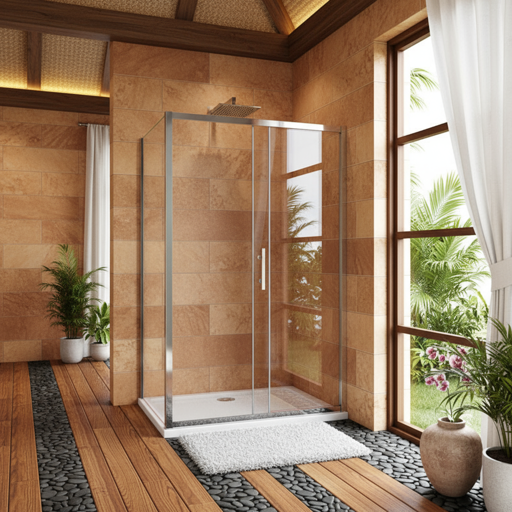 Eckige Duschkabine Schiebetür 100/120/140x190cm | 8mm NANO ESG Glas mit 80/90cm Seitenwand