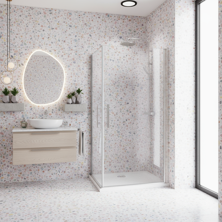 Eckige Duschkabine 70–100x180cm – Schwingtür Drehtür Dusche mit Eckeinstieg