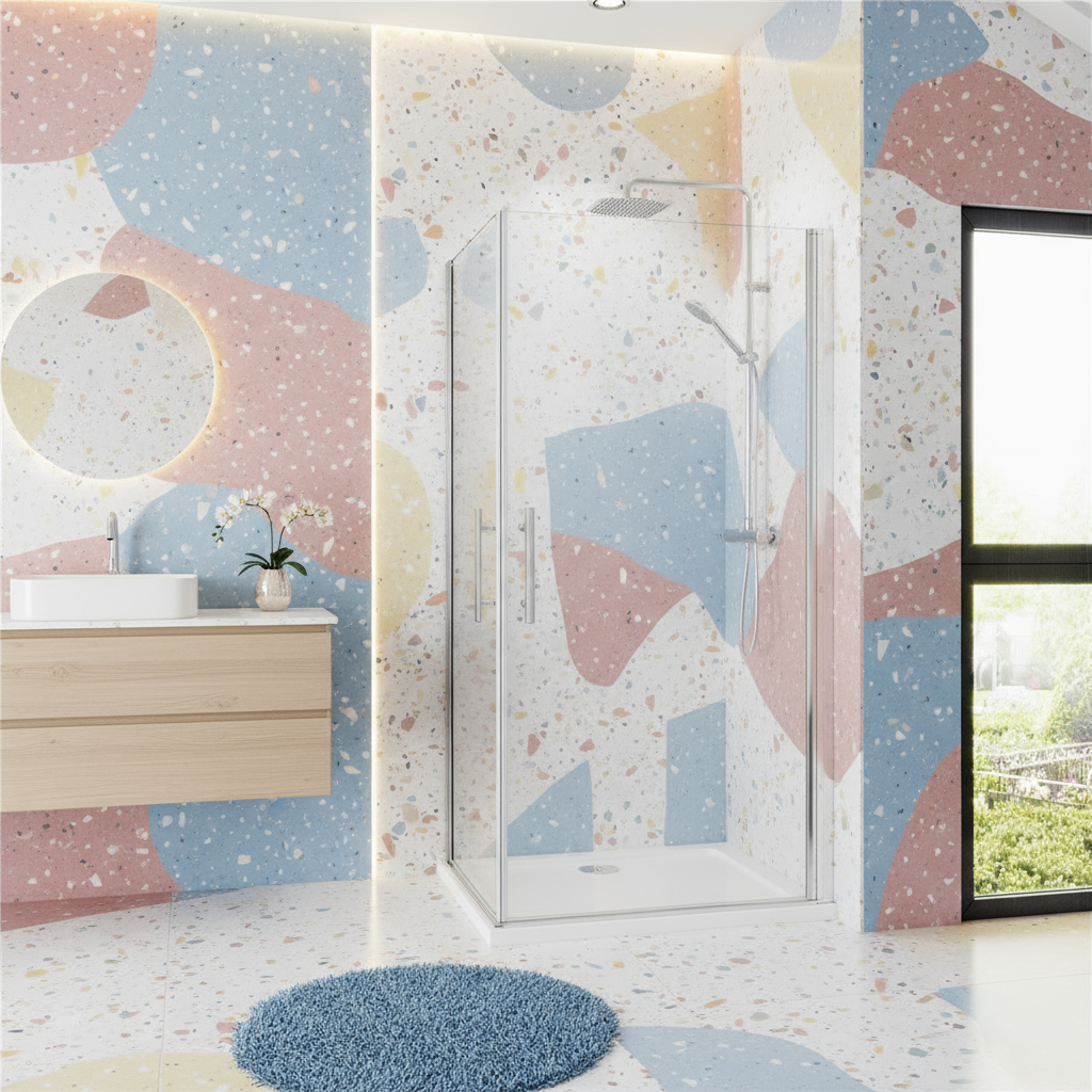 Eckige Duschkabine 70–100x180cm – Schwingtür Drehtür Dusche mit Eckeinstieg