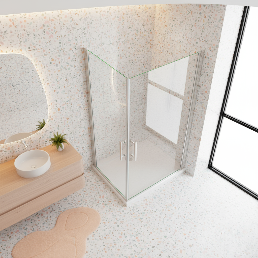 Eckige Duschkabine 70–100x180cm – Schwingtür Drehtür Dusche mit Eckeinstieg