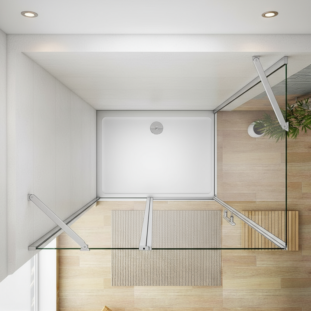 Eckige Duschkabine 80–120x195cm – Drehbare Tür mit Seitenwand, 6mm NANO Glas