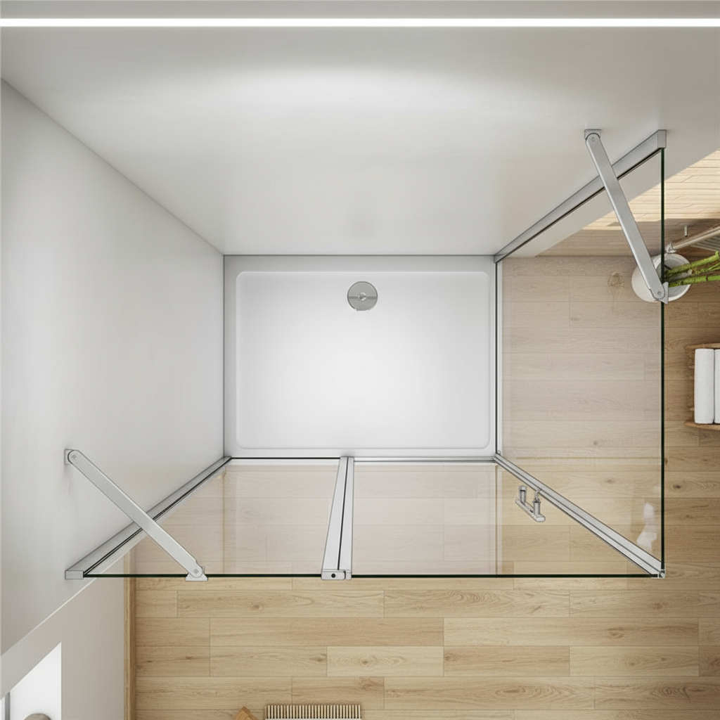 Eckige Duschkabine 80–120x195cm – Drehbare Tür mit Seitenwand, 6mm NANO Glas