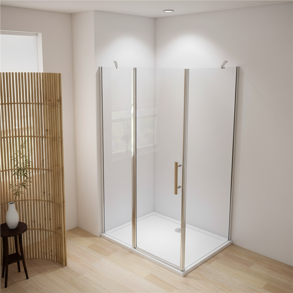 Eckige Duschkabine 80–120x195cm – Drehbare Tür mit Seitenwand, 6mm NANO Glas