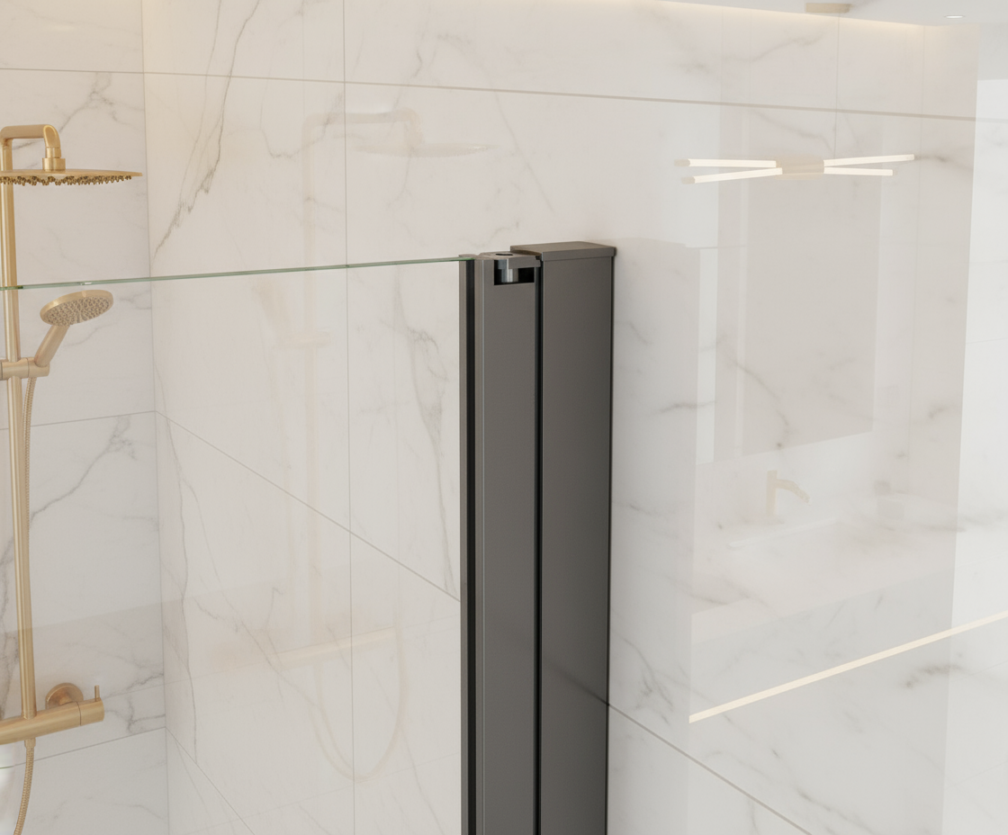 Pendeltür Nischentür 80/90/100×200 cm – Schwarz, 8 mm NANO-Glas Duschabtrennung