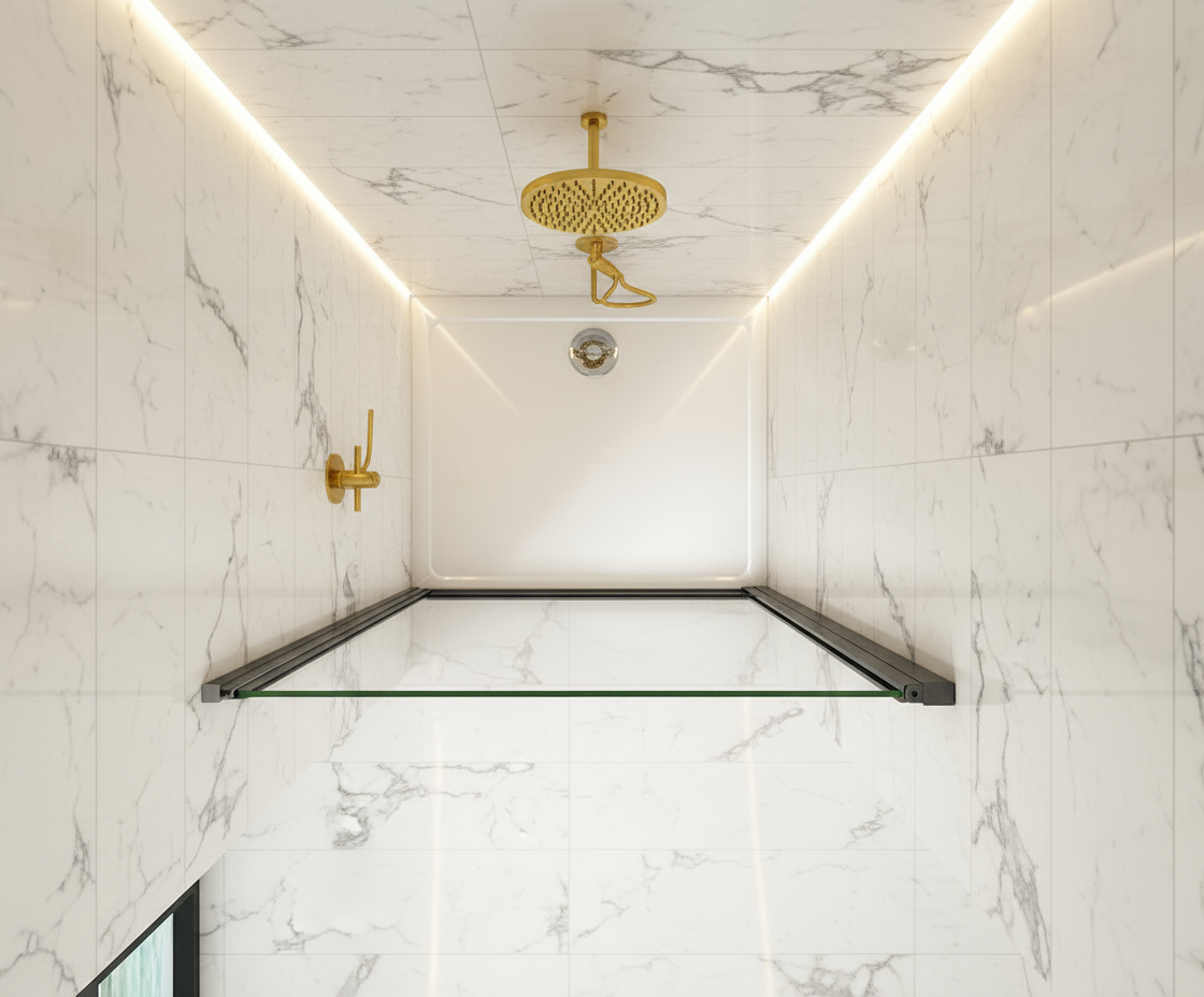 Pendeltür Nischentür 80/90/100×200 cm – Schwarz, 8 mm NANO-Glas Duschabtrennung