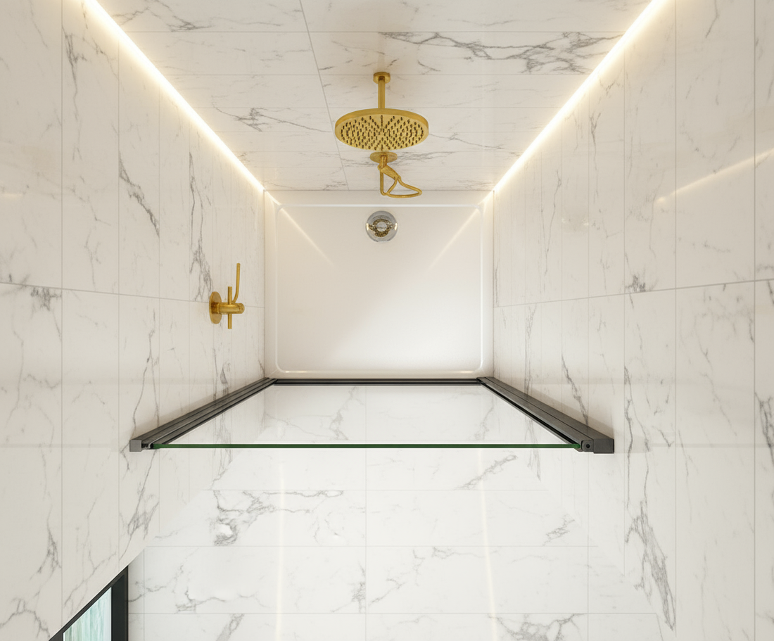 Pendeltür Nischentür 80/90/100×200 cm – Schwarz, 8 mm NANO-Glas Duschabtrennung