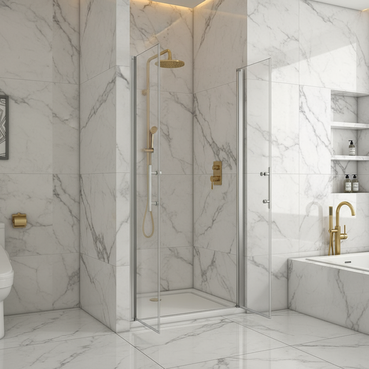 Pendeltür Nischentür 75–120 cm × 195 cm – Satiniertes 6 mm ESG-Glas Duschabtrennung