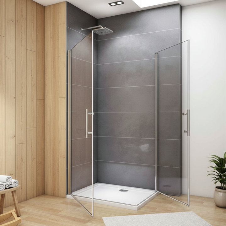 Eckdusche 70–100 cm × 190/195 cm – 180° Schwingtür Pendeltür Drehtür Duschabtrennung