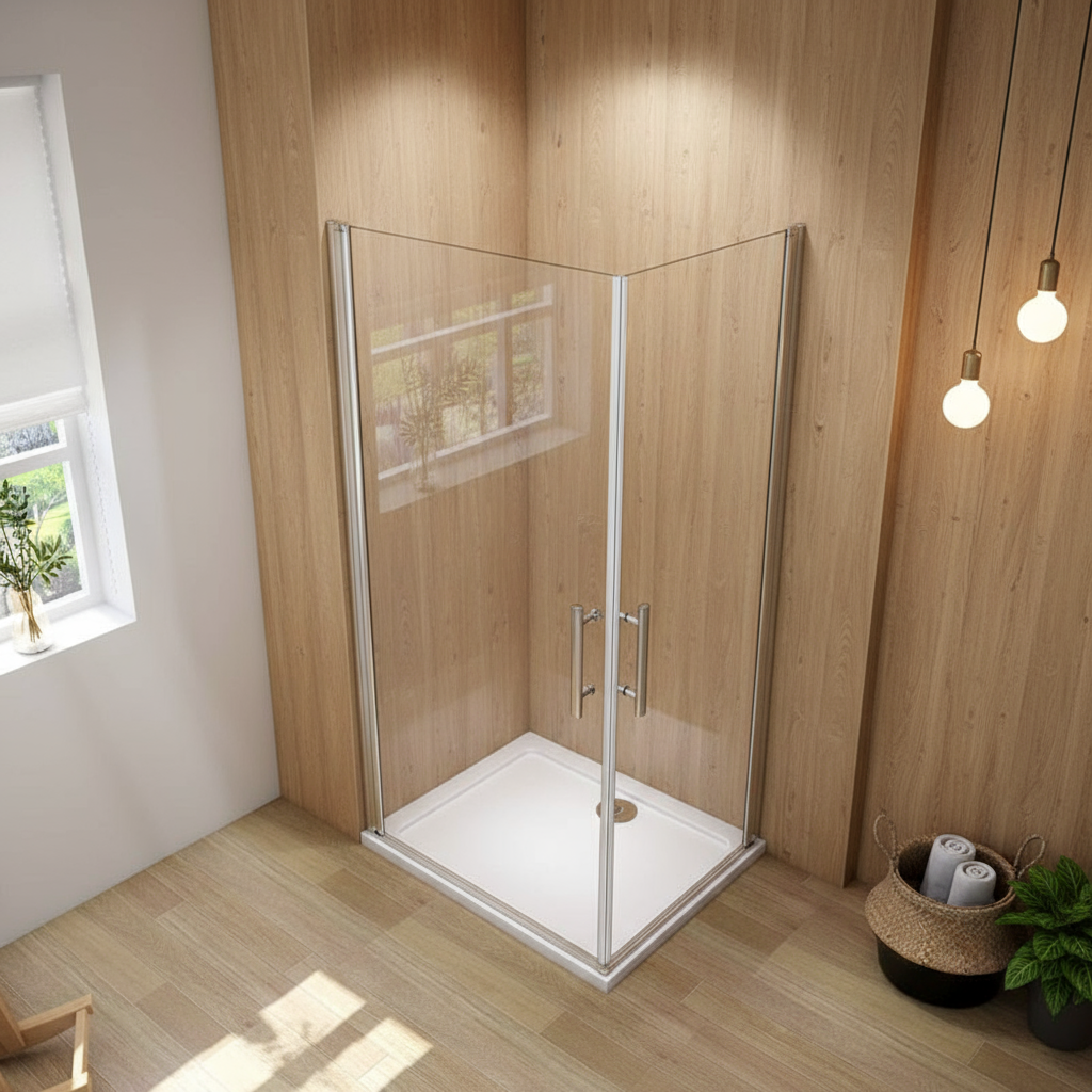 Eckdusche 70–100 cm × 190/195 cm – 180° Schwingtür Pendeltür Drehtür Duschabtrennung