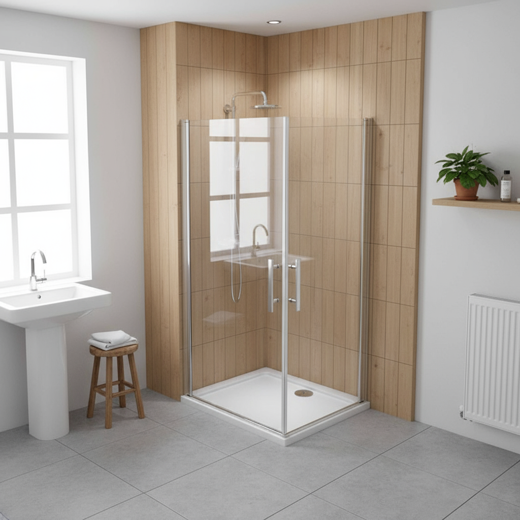 Eckdusche 70–100 cm × 190/195 cm – 180° Schwingtür Pendeltür Drehtür Duschabtrennung