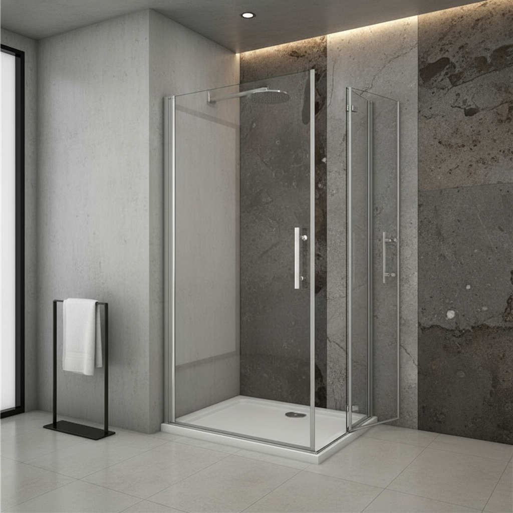 Eckdusche 70–100/120 cm × 195 cm – Drehtür & Falttür Duschkabine 180° Schwingtür Pendeltür