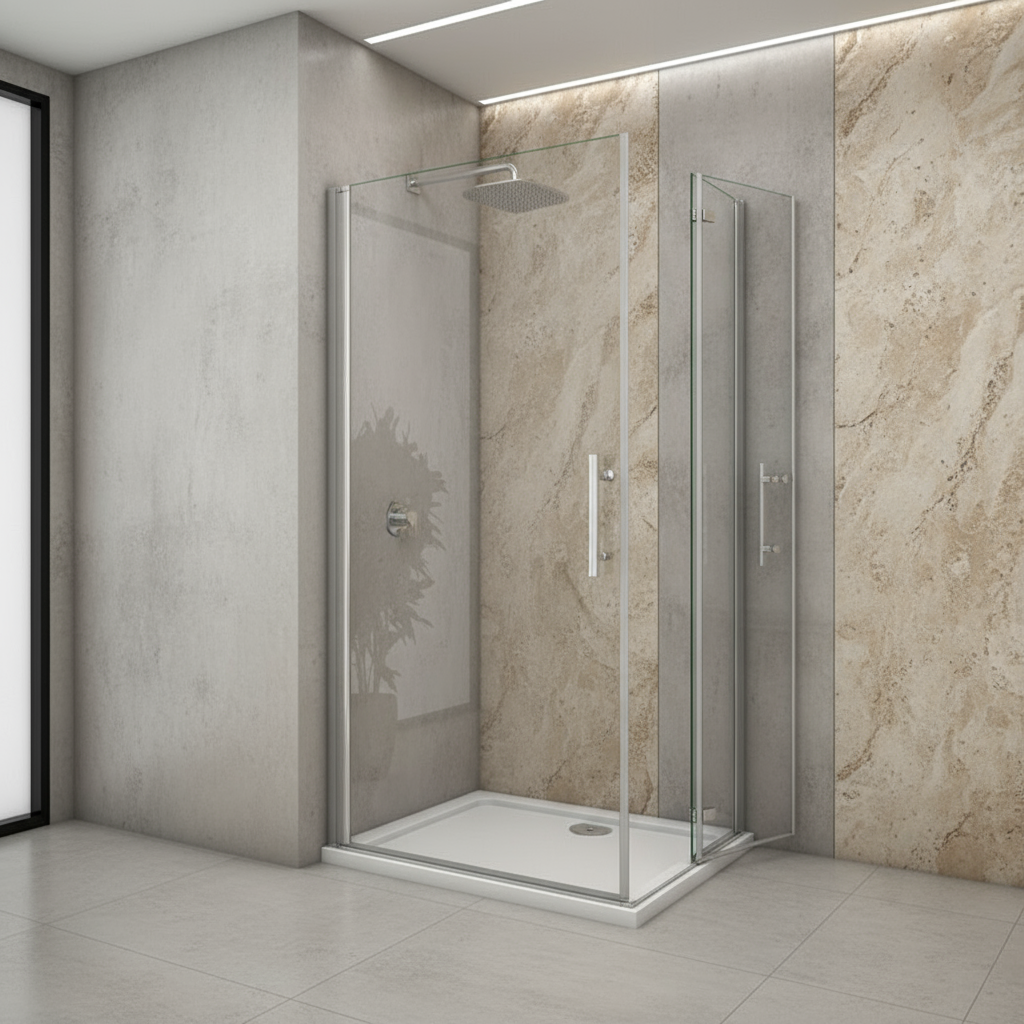 Eckdusche 70–100/120 cm × 195 cm – Drehtür & Falttür Duschkabine 180° Schwingtür Pendeltür