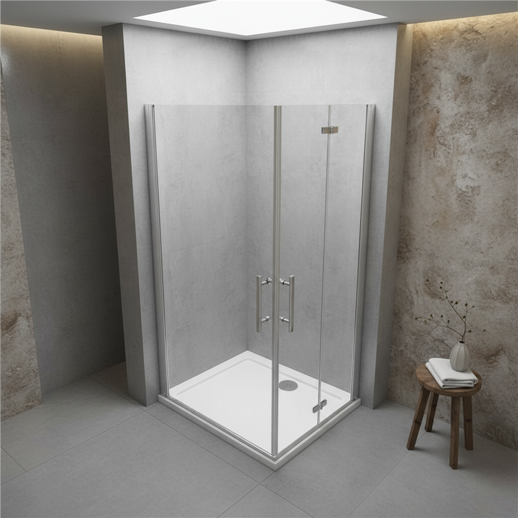 Eckdusche 70–100/120 cm × 195 cm – Drehtür & Falttür Duschkabine 180° Schwingtür Pendeltür