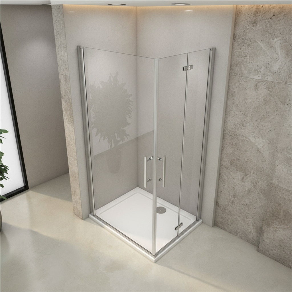 Eckdusche 70–100/120 cm × 195 cm – Drehtür & Falttür Duschkabine 180° Schwingtür Pendeltür