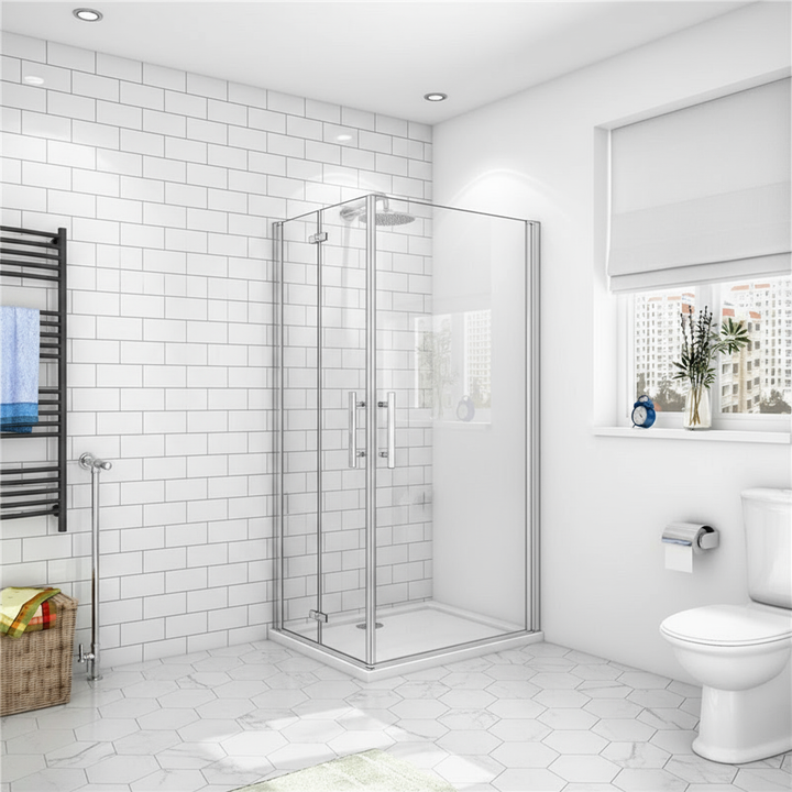 Eckdusche 70–120 cm × 185 cm – Drehtür & Falttür Duschkabine 180° Schwingtür Pendeltür