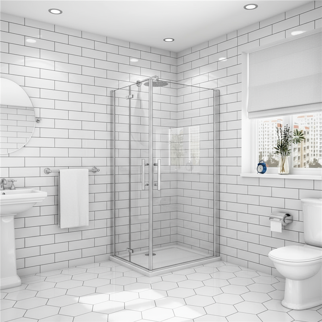 Eckdusche 70–120 cm × 185 cm – Drehtür & Falttür Duschkabine 180° Schwingtür Pendeltür