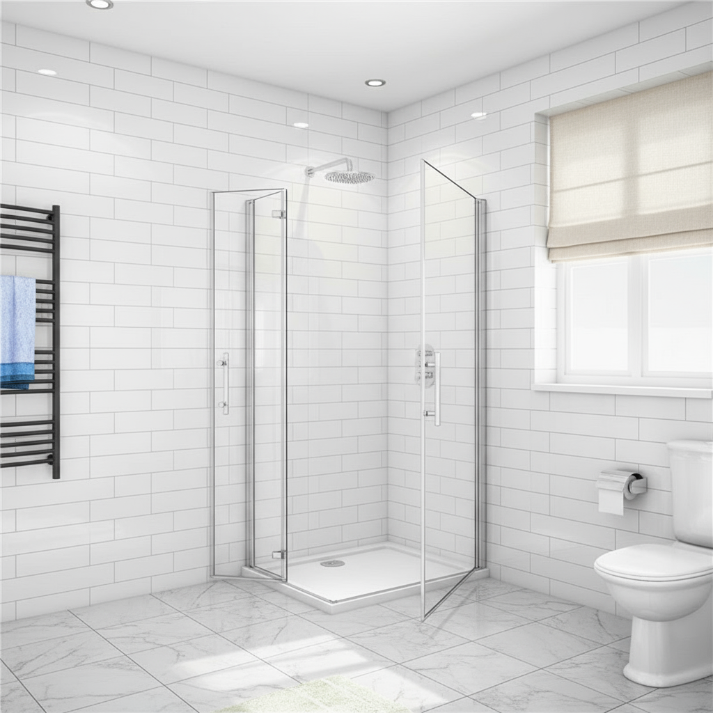 Eckdusche 70–120 cm × 185 cm – Drehtür & Falttür Duschkabine 180° Schwingtür Pendeltür