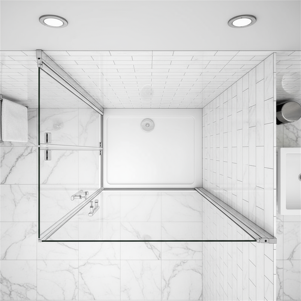 Eckdusche 70–120 cm × 185 cm – Drehtür & Falttür Duschkabine 180° Schwingtür Pendeltür