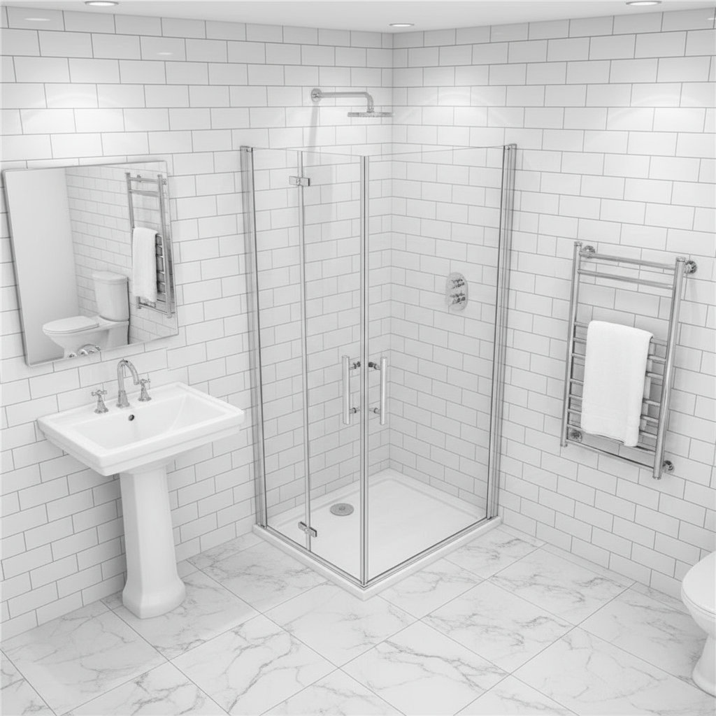 Eckdusche 70–120 cm × 185 cm – Drehtür & Falttür Duschkabine 180° Schwingtür Pendeltür