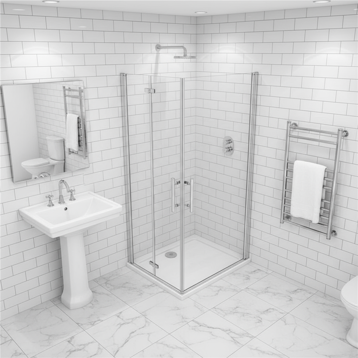 Eckdusche 70–120 cm × 185 cm – Drehtür & Falttür Duschkabine 180° Schwingtür Pendeltür