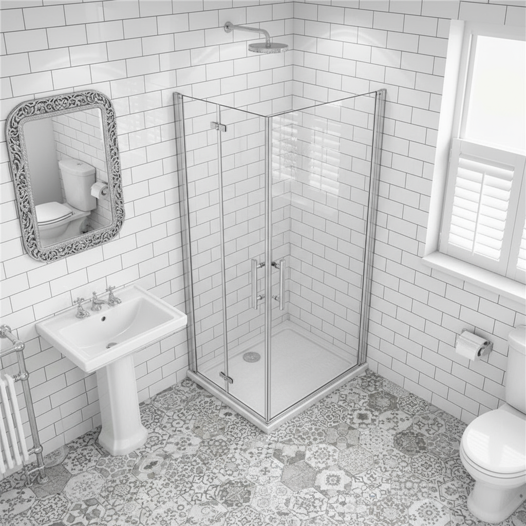 Eckdusche 70–120 cm × 185 cm – Drehtür & Falttür Duschkabine 180° Schwingtür Pendeltür