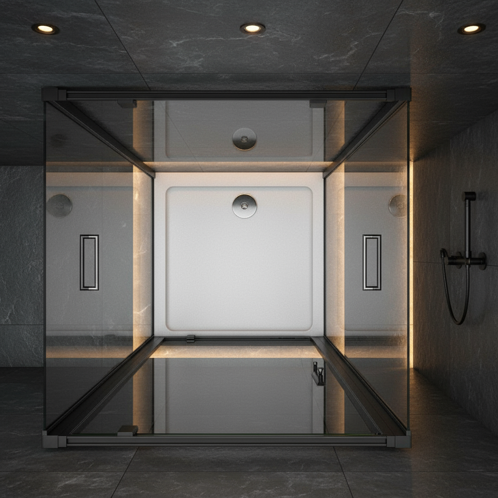 U-Form Duschkabine 80/90/100×185 cm – Pendeltür/Schwingtür Duschabtrennung mit 2 Seitenwänden